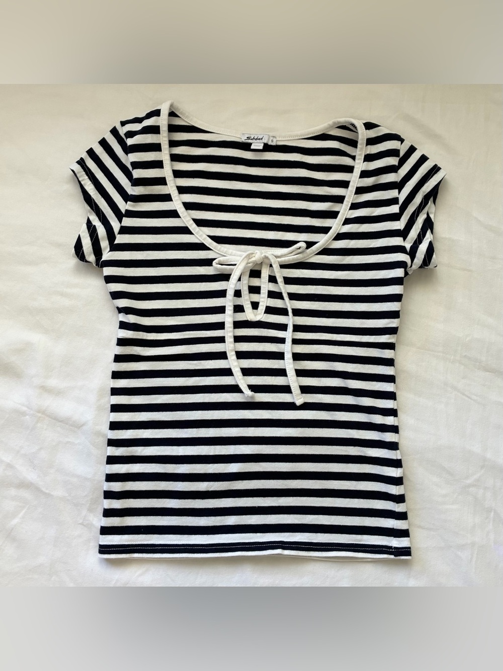 Subdued Keyhole Striped Baby Tee